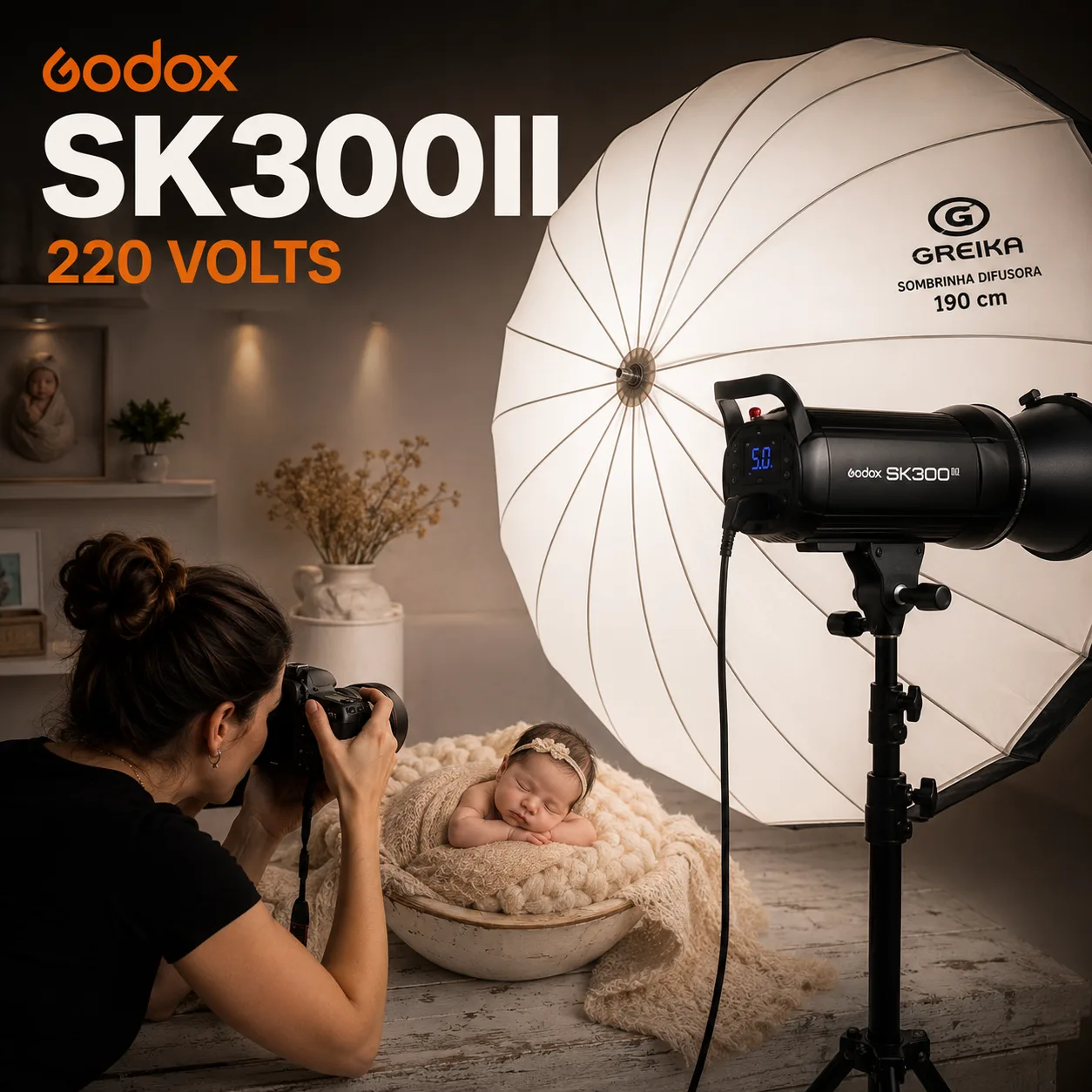 Tocha de Flash Godox SK300II 220V