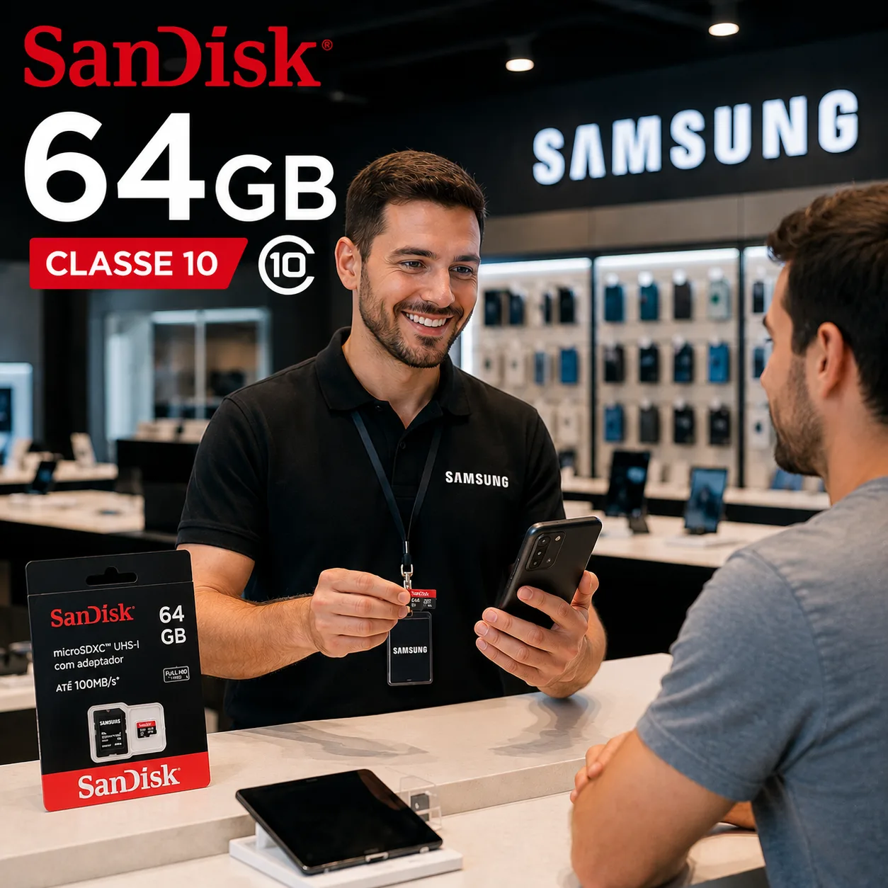 Cartão de Memória Sandisk Micro sd 64gb Classe 10