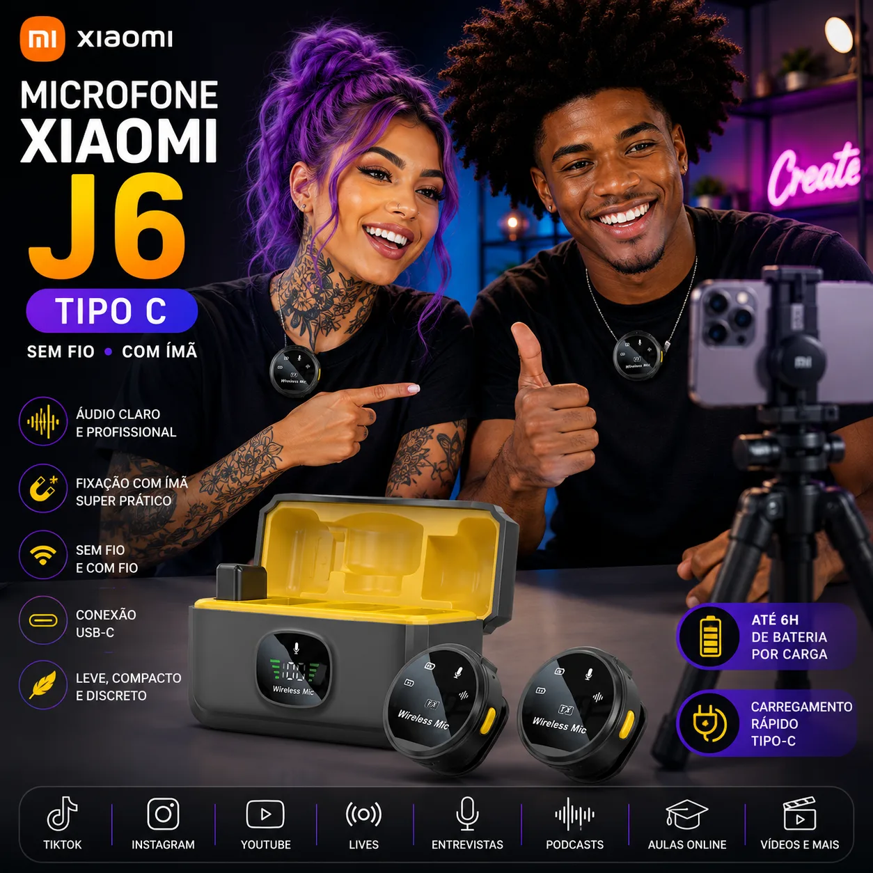 Microfone de Lapela Xiaomi J6