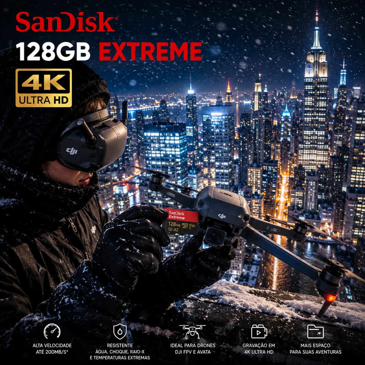 Cartão de Memória Sandisk Micro SD 128gb Extreme Pro 4K