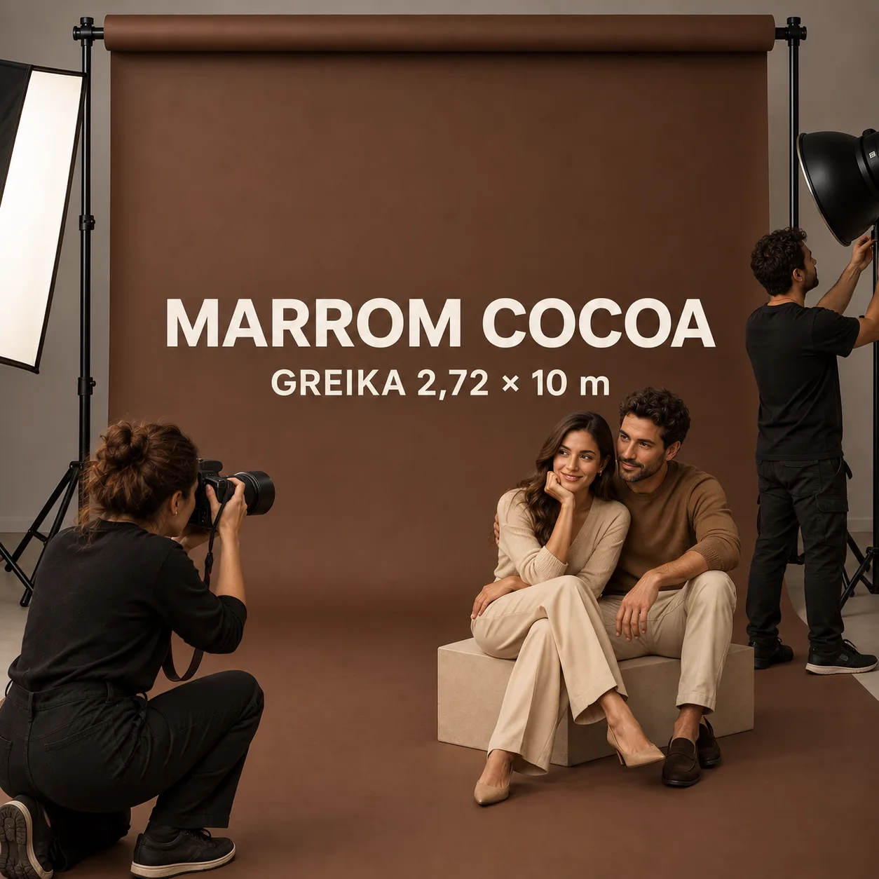 Rolo de Papel para Fundo Infinito Marrom Cocoa 2.72x10m Greika