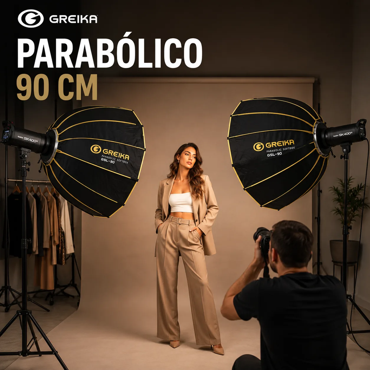 Softbox Parabólico Greika 90 cm Bowens com Grid+Difusor