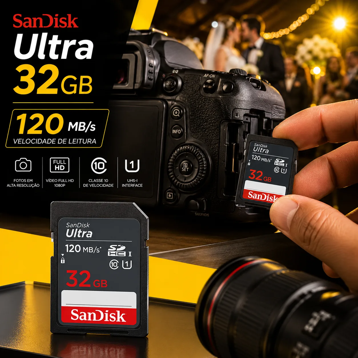 Cartão de Memória Sandisk SD 32gb 120 mb/s