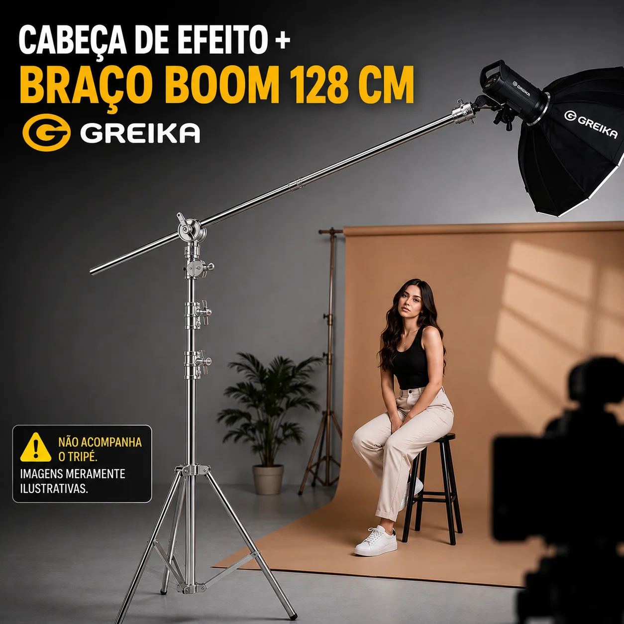 Braço Girafa Aço Inox Completo Com Articulador Cabeça Efeito