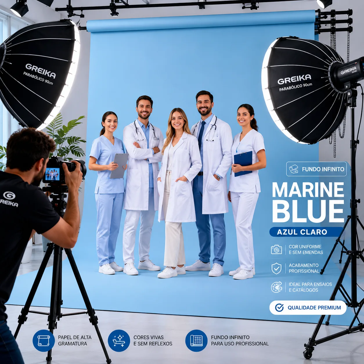 Rolo de Papel para Fundo Infinito Azul Marine Blue 2,72x10m Beauty