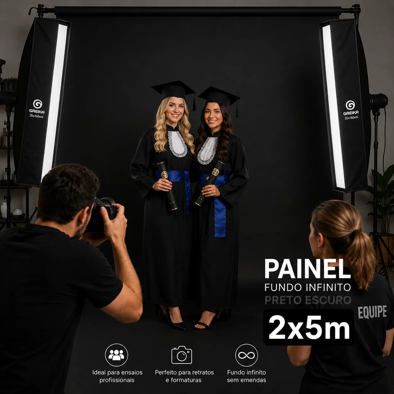 Rolo de Papel para Fundo Infinito Preto 2x5m Painel