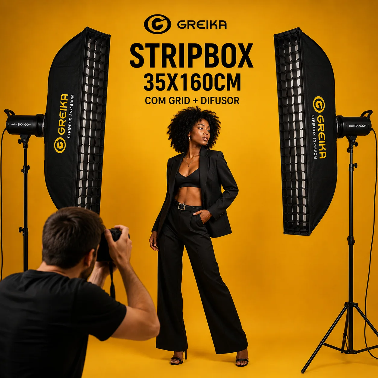 Stripbox Greika 35x160cm Bowens com Grid + Difusor