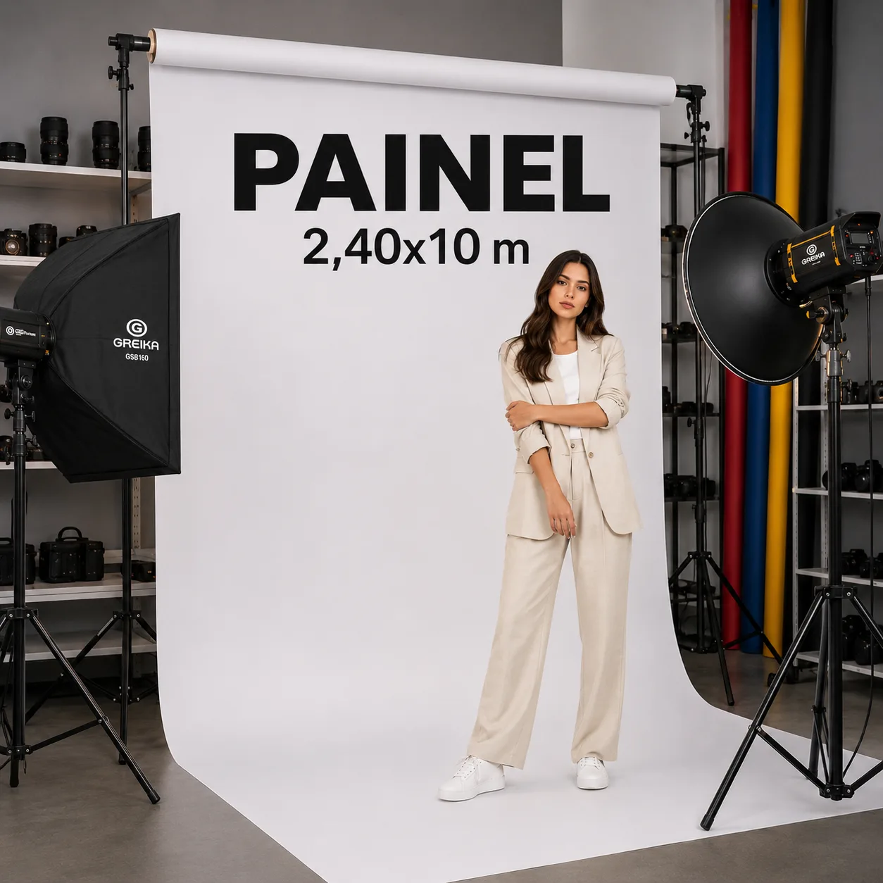 Rolo de Papel para Fundo Infinito Branco 2.40x10m Painel