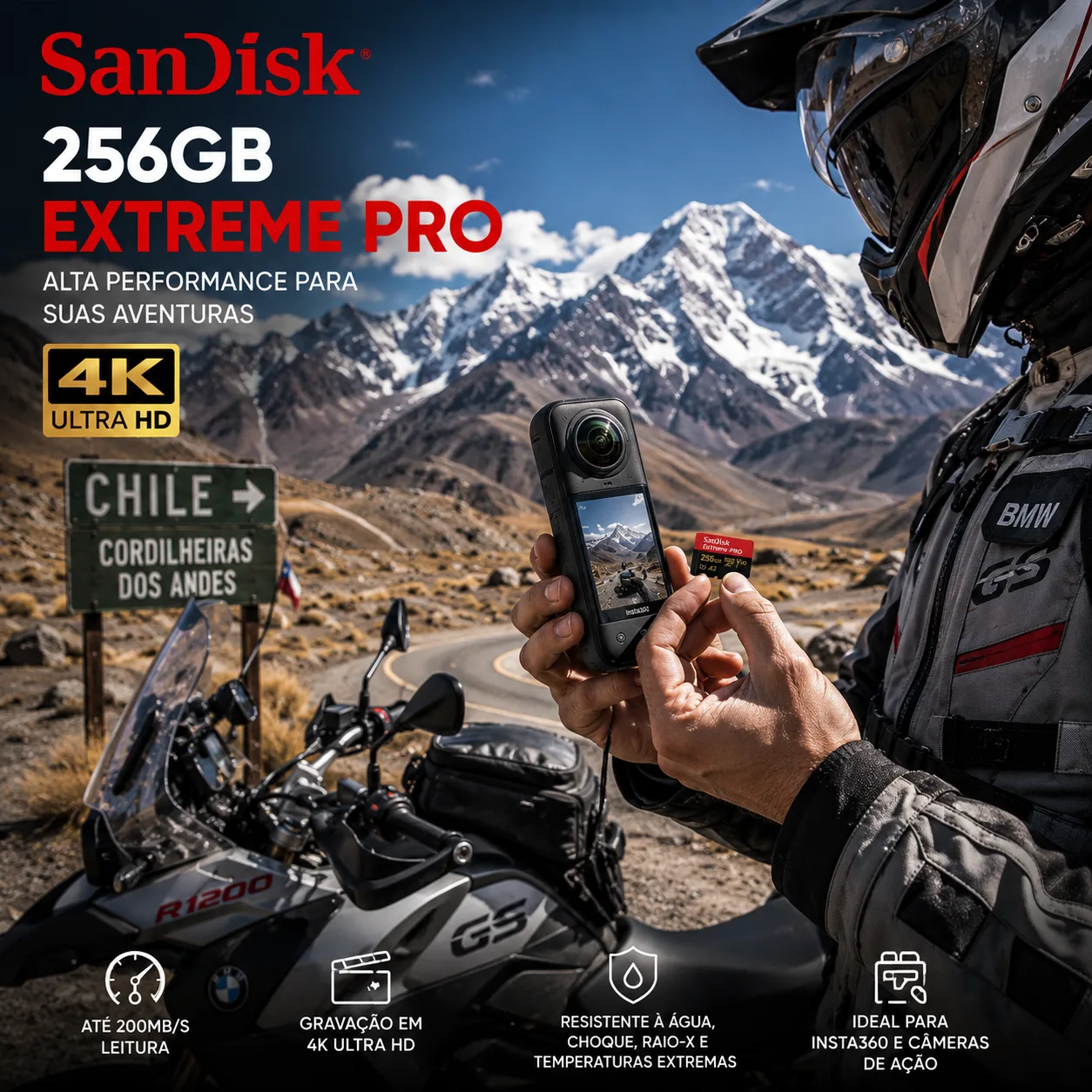 Cartão de Memória Sandisk Micro SD Extreme Pro 256gb 4K