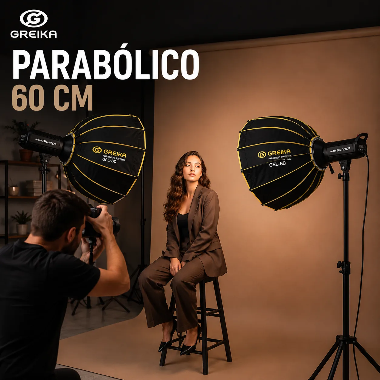 Softbox Parabólico Greika 60 cm Bowens com Grid+Difusor
