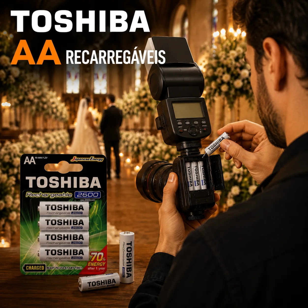 Pilha Recarregável Toshiba 2600mah cartela com 4