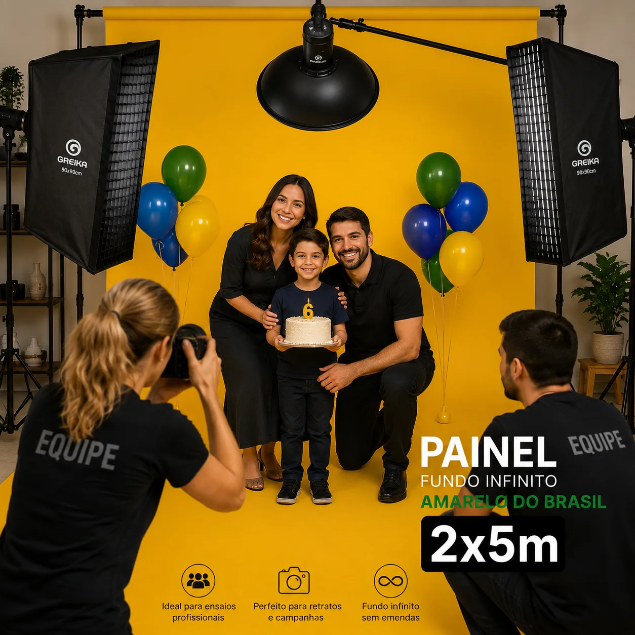 Rolo de Papel para Fundo Infinito Amarelo Brasil 2x5m Painel