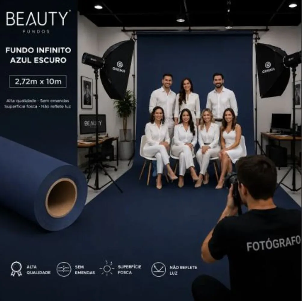 Rolo de Papel para Fundo Infinito Azul Marinho Deep Blue 2,72x10m Beauty