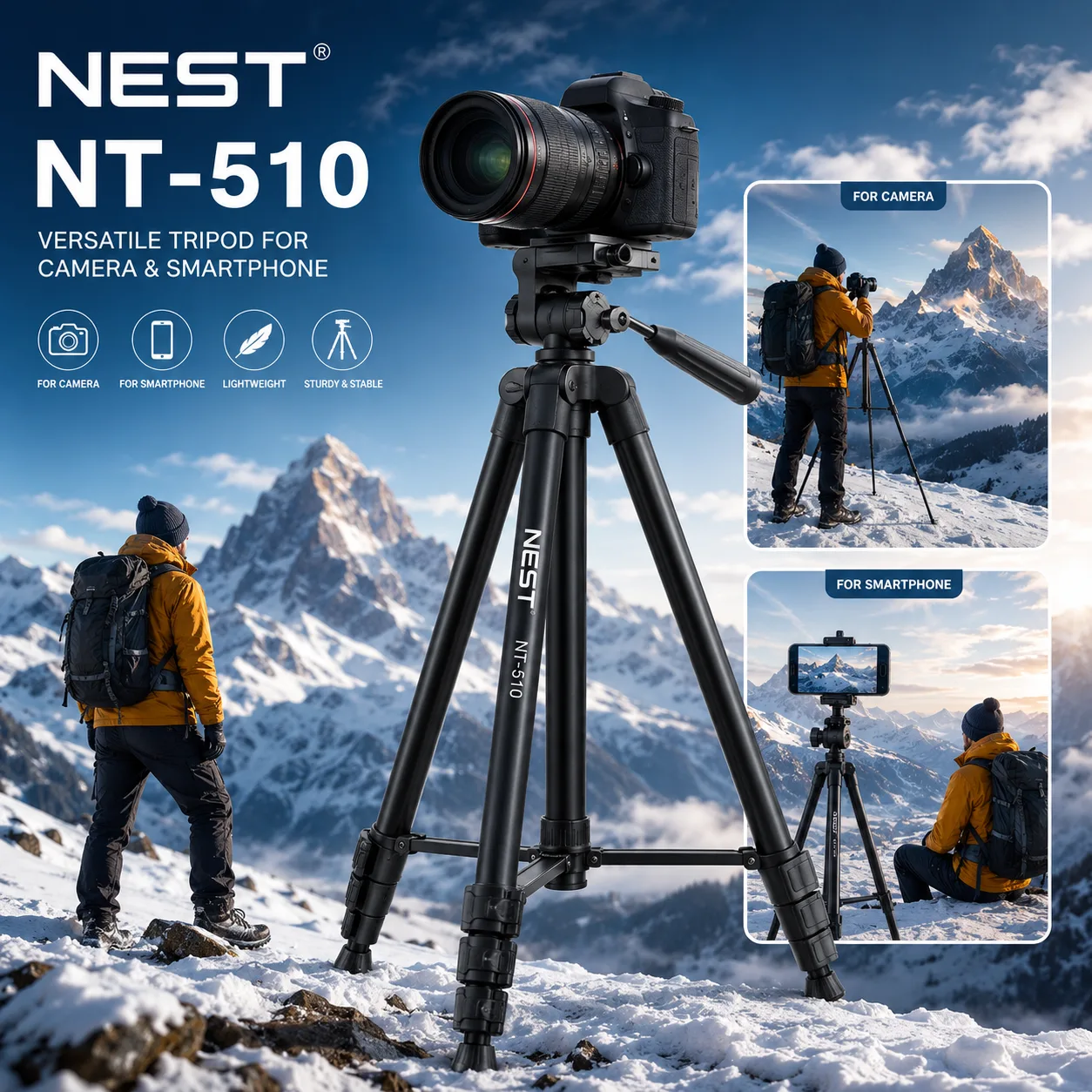 Tripé para Câmera e Celular Nest NT-510