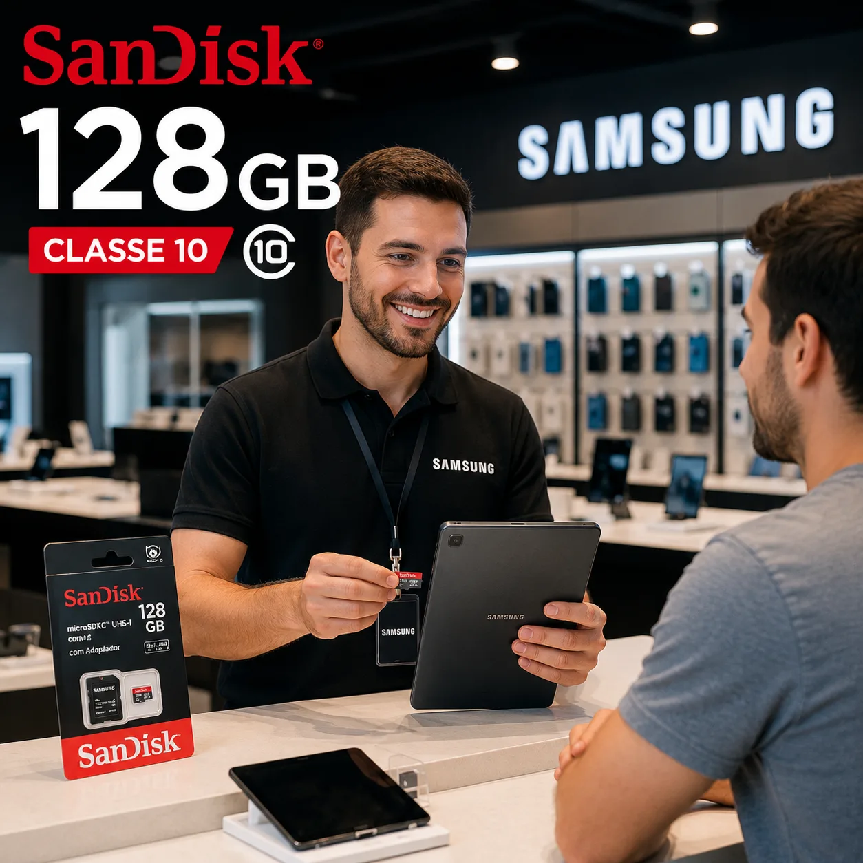 Cartão de Memória Sandisk Micro SD 128gb classe 10